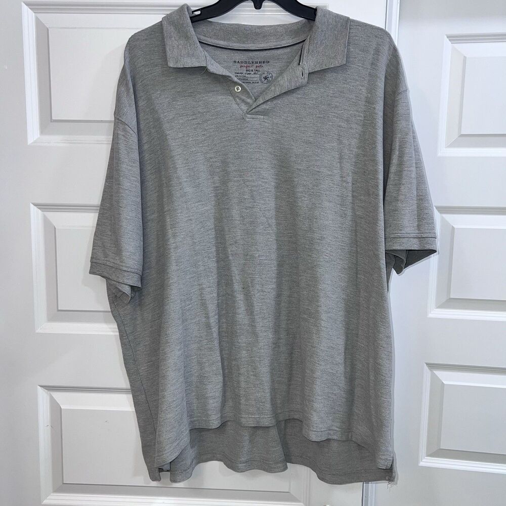 Saddlebred Made for Comfort Men's Big & Tall 3XLT Gray Solid Polo